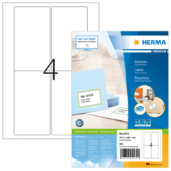 HERMA adres etiketten A4 weiß 78,7x139,7 mm Papier 400 St.