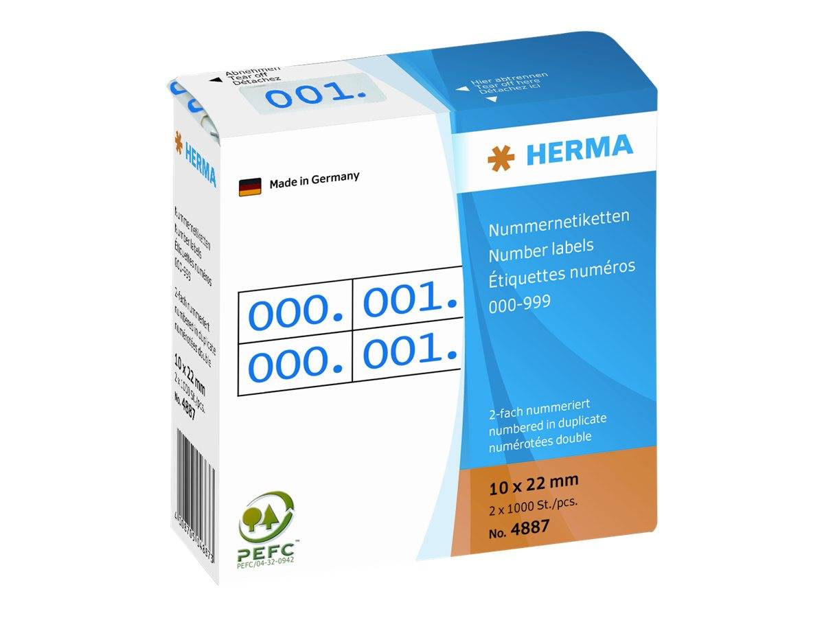 HERMA Nummernetik. doppelt selbstkl. 10x22 mm Aufdruck blauw