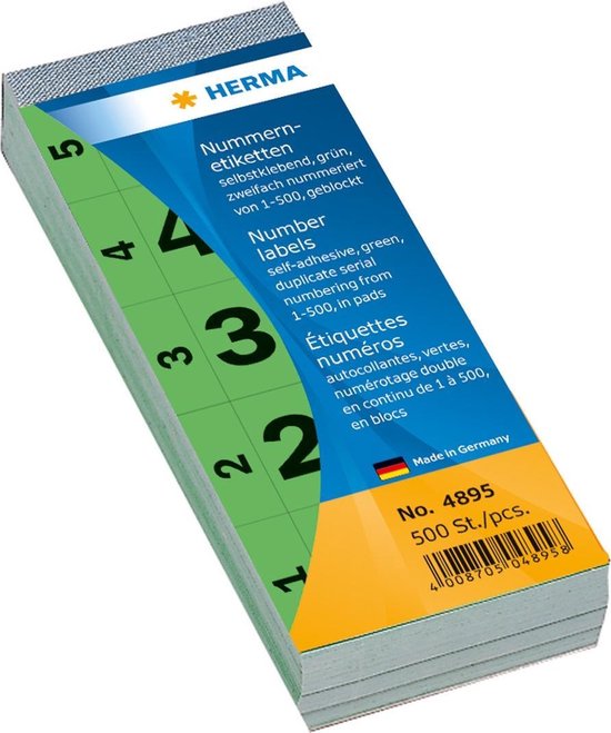 HERMA numeriek toetsenbord zelfklevend 1-500 groen 28x56 mm