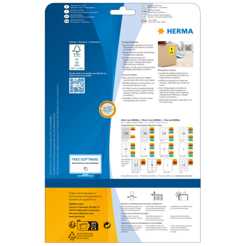 HERMA Etiketten A4 rood 105x42,3 mm Papier mat 280 St.