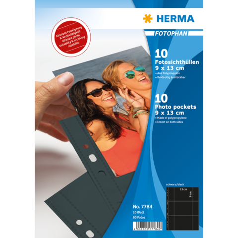 HERMA Fotosichthüllen 90 x 130 mm quer zwart 10 Covers