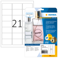 HERMA Etik. glasklar A4 63,5x38,1 mm Folie glänzend 525 St.