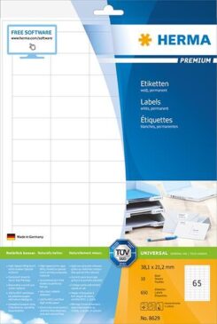 HERMA Etiketten Premium A4 weiß 38,1x21,2 mm Papier 650 St.