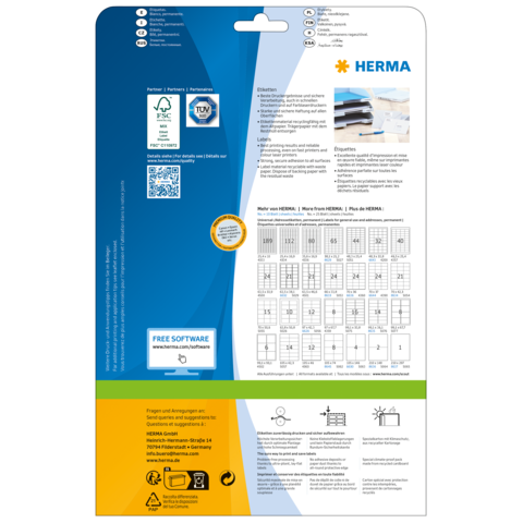 HERMA adres etiketten A4 weiß 99,1x38,1 mm Papier 140 St.