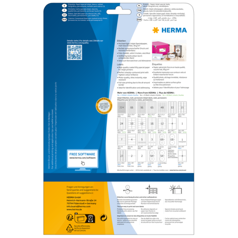 HERMA Inkjet-Etiketten A4 weiß 30,5x16,9 mm Papier 2400 St.