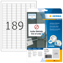 HERMA Etiketten A4 weiß 25,4x10 mm ablösbar Papier 4725 St.