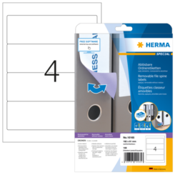 HERMA Ordneretiketten A4 weiß 192x61 mm ablösb. opak 100 St.