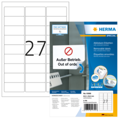 HERMA Etiketten A4 weiß 63,5x29,6 mm ablösb. Papier 2700 St.