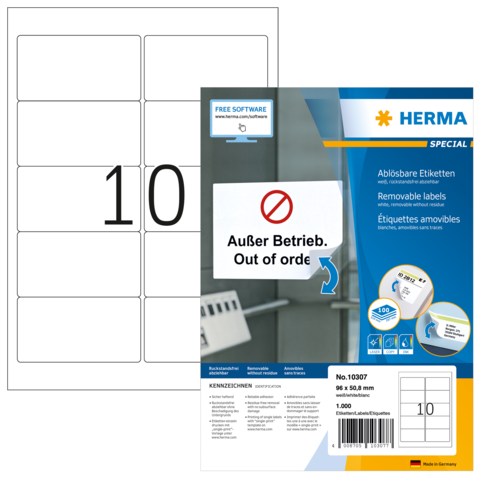 HERMA adres etiketten A4 weiß 96x50,8 mm 1000 St.