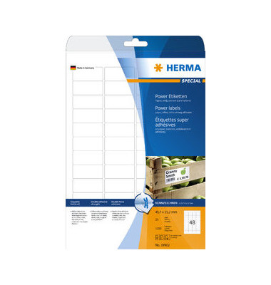 HERMA Etiketten A4 weiß 45,7x21,2 mm extrem haftend 1200 St.