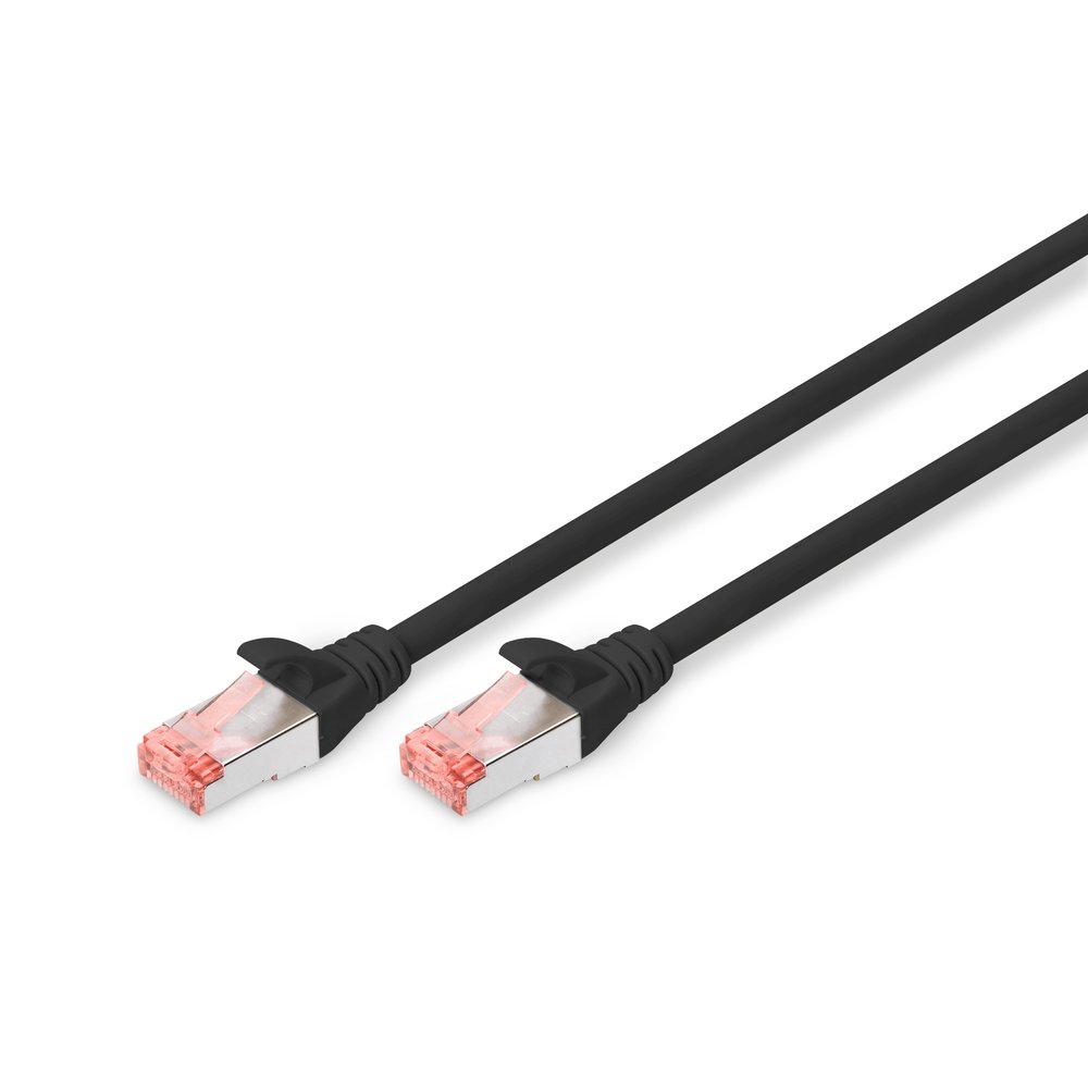 DIGITUS Patchkabel Cat6 S/FTP 2xRJ45 10.0m zwart afgeschermd plastic zak