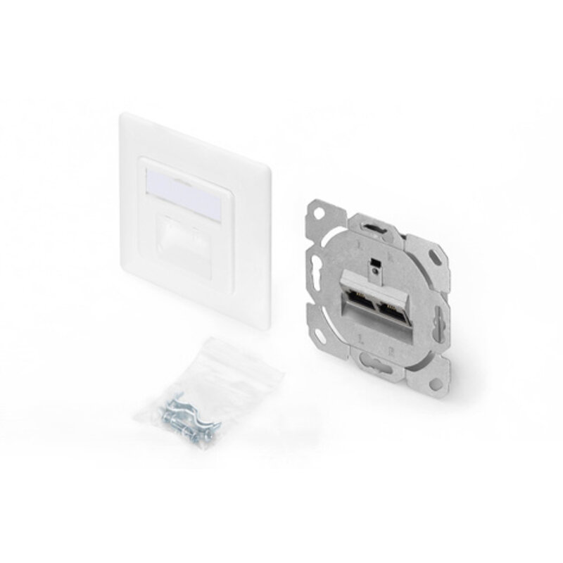 DIGITUS Anschlussdose Cat6a 2xRJ45 afgeschermd inbouw Sweiß