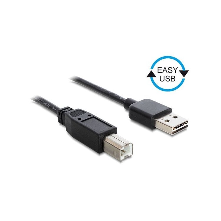 DELOCK Easy USB Kabel A -> B St/St 3.00m zwart