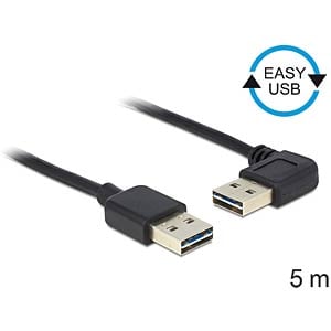 USB Kabel Delock A -> A St/St  5.00m 90°gew. sw Easy USB