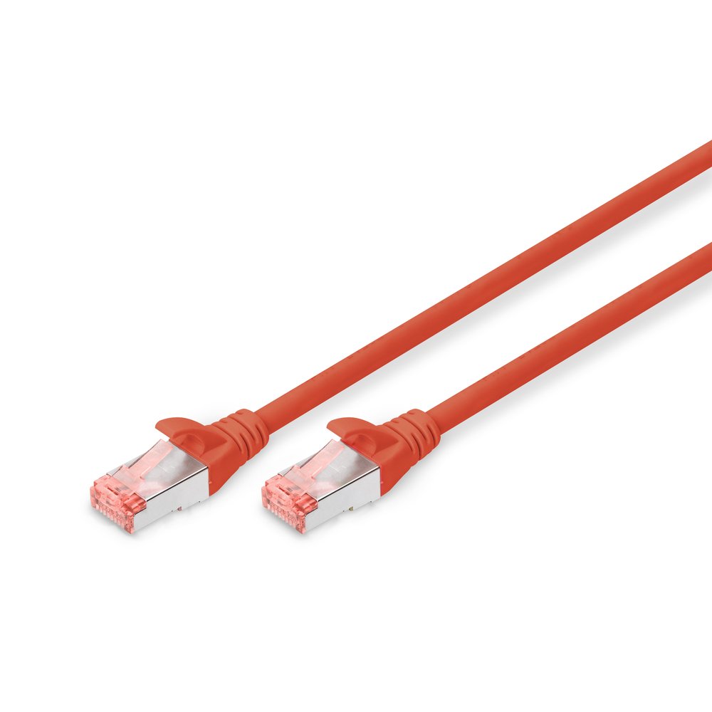 DIGITUS Patchkabel Cat6 S/FTP 2xRJ45 3.0m rood afgeschermd plastic zak