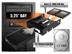 Adapter IcyDock 3,5 -> 5,25 + 2x6,3cm HDDs/SSDs 7-9,5mm