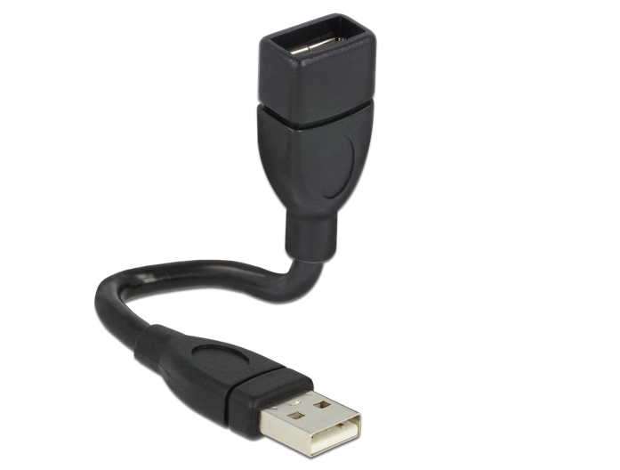 DELOCK USB Verl.A -> A St/Bu 0.15m ShapeCable zwart