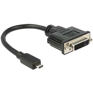 DELOCK HDMI Adapter micro D -> DVI(24+1) St/Bu zwart