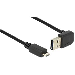 DELOCK USB Kabel A -> Micro-B St/St 1.00m 90°zwart Easy USB