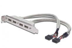 DIGITUS slotplaatje 4xUSB/A -> IDC 2x10Pin Bu/Bu 0.25m plastic zak