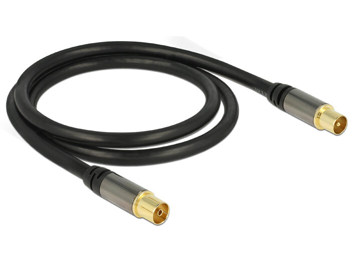 DELOCK Antennekabel IEC -> IEC St/Bu 1.00m zwart