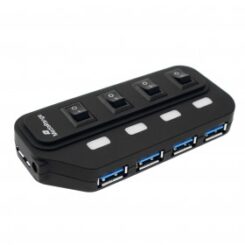 MediaRange USB-HUB 4-Port USB 3.0 extern zwart