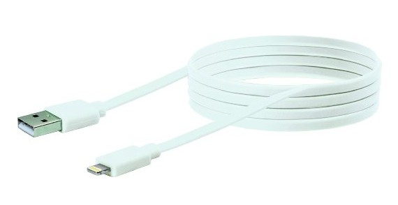Schwaiger USB Kabel 2.0 Apple Lightning 2,0m Flachkabel weiß