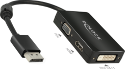 DELOCK Displayport Adapter DP -> D-Sub15/HDMI/DVI St/Bu zwart