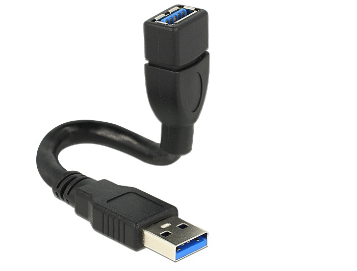 DELOCK USB3.0 Verl. A -> A St/Bu 0.15m zwart ShapeC