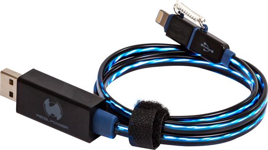 RealPower gegevenskabel LED blauw micro-USB auf Lightning