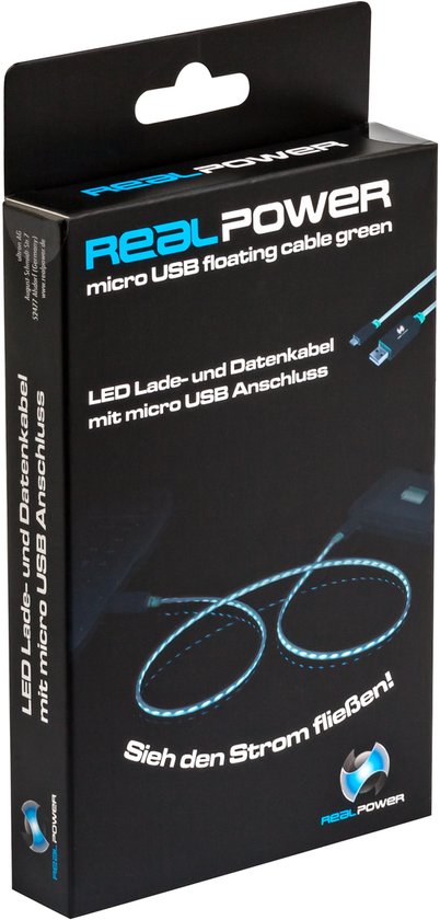 RealPower gegevenskabel LED groen micro-USB auf USB