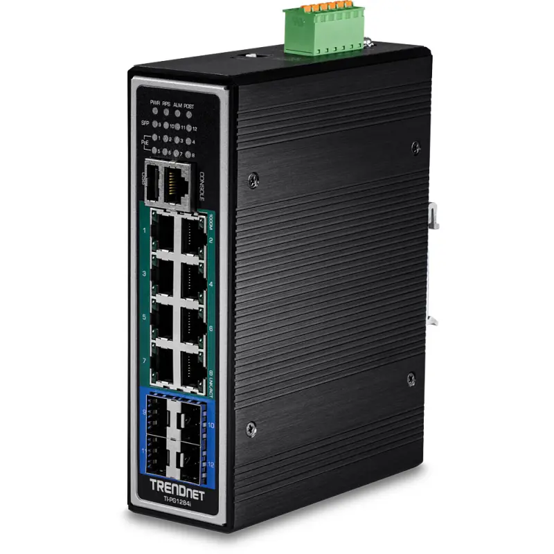 TRENDnet Industrie Switch 12Port Gbit ManagedL2+ PoE+ Metall