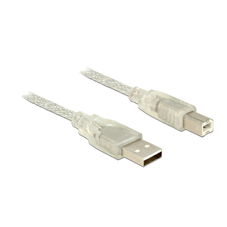 DELOCK USB Kabel A -> B St/St 3.00m transparant