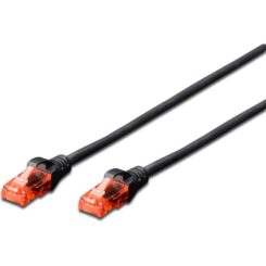 DIGITUS Patchkabel RJ45 U/UTP Cat6 1.00m zwart Hebelsc plastic zak
