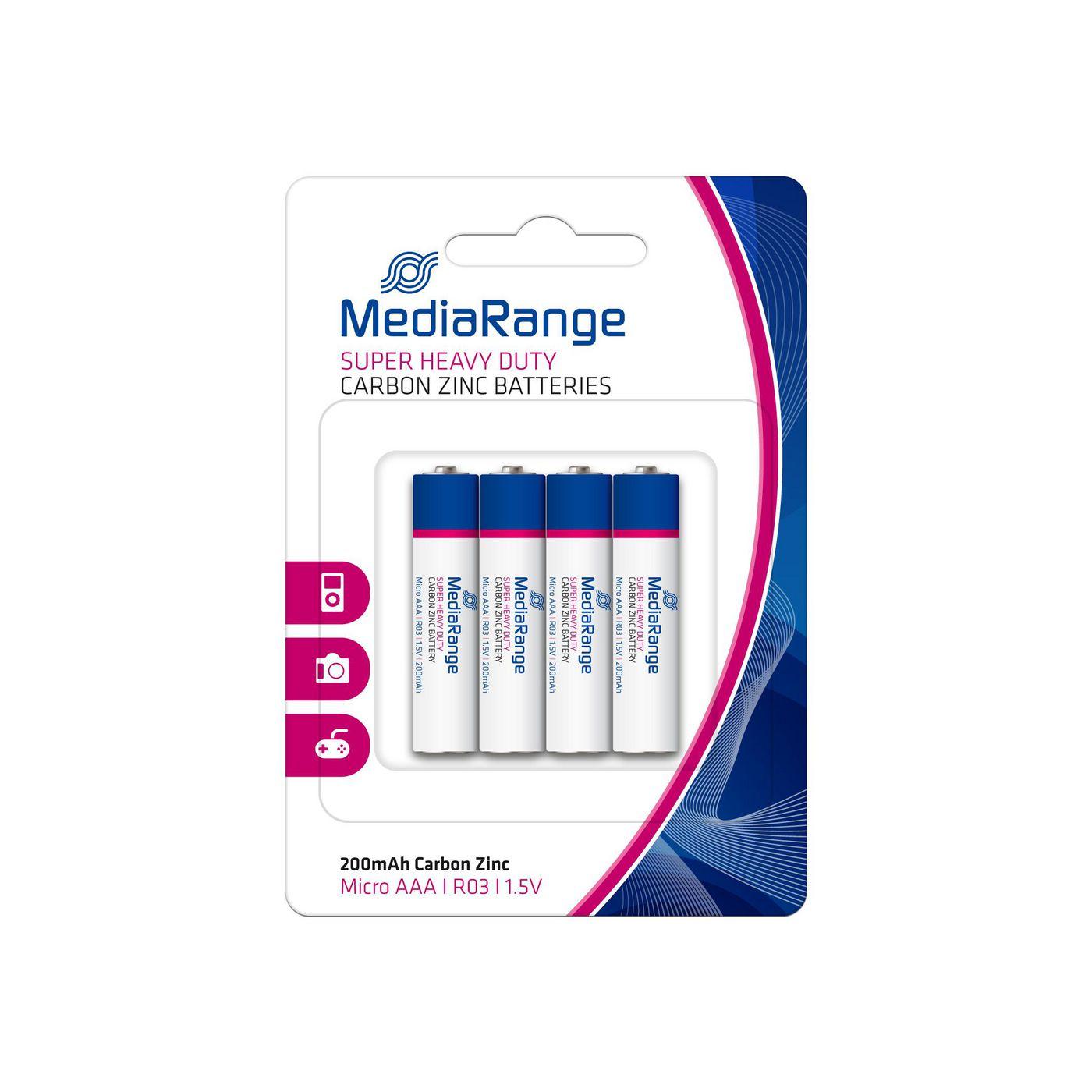 MediaRange batterij micro AAA Carbon-Zink/R03 1,5V 4Stk.