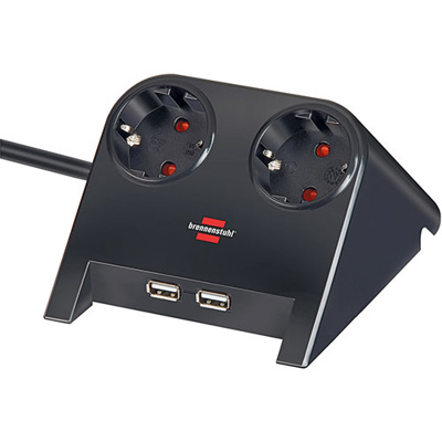 stekkerdoos bureaustekkerdoos 2x 1.8m 2-USB Ports 2100mA