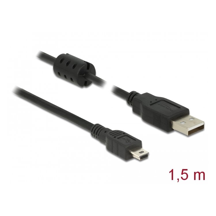 DELOCK USB KabelA -> Mini-B St/St 1.50m zwart