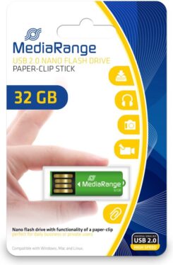 MediaRange USB Nanostick 32GB m. Klammerfunktion groen