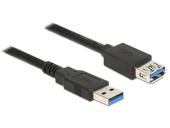 DELOCK USB Verl. USB3.0 A -> A St/Bu 5.00m zwart