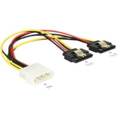 DELOCK Stroomkabel Molex 4pin -> 2x SATA 15pin St/Bu 0.20m