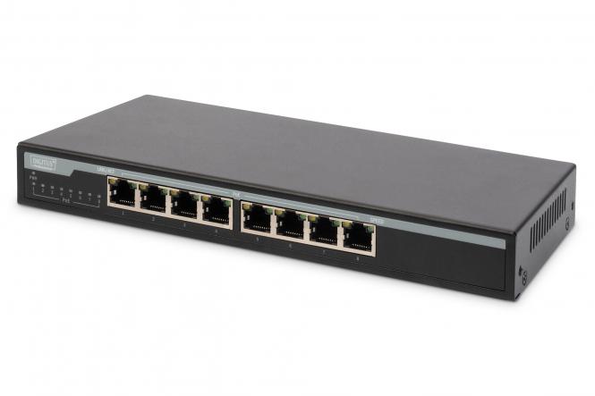 DIGITUS Switch 8-Port Gigabit 135W PoE Unmanaged zwart