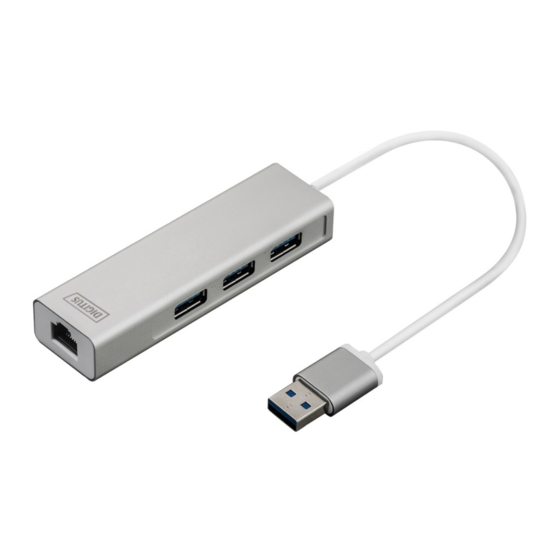 DIGITUS USB-Hub 3-Port 3.0->3xA3.0 1xLAN integr. Kabel we