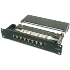 DIGITUS Patchpanel 1HE 8-Port Cat6 ClassE afgeschermd zwart.