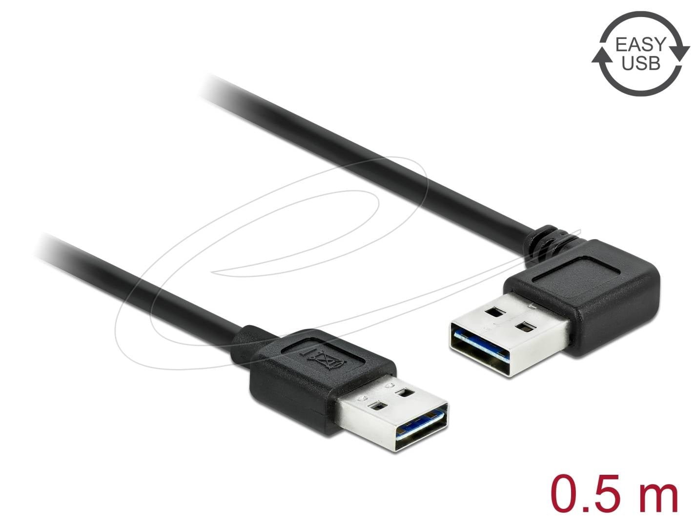 DELOCK Easy-USB-Kab.2.0 A(gewink. re/li)-> EUS-A 0.5m sch