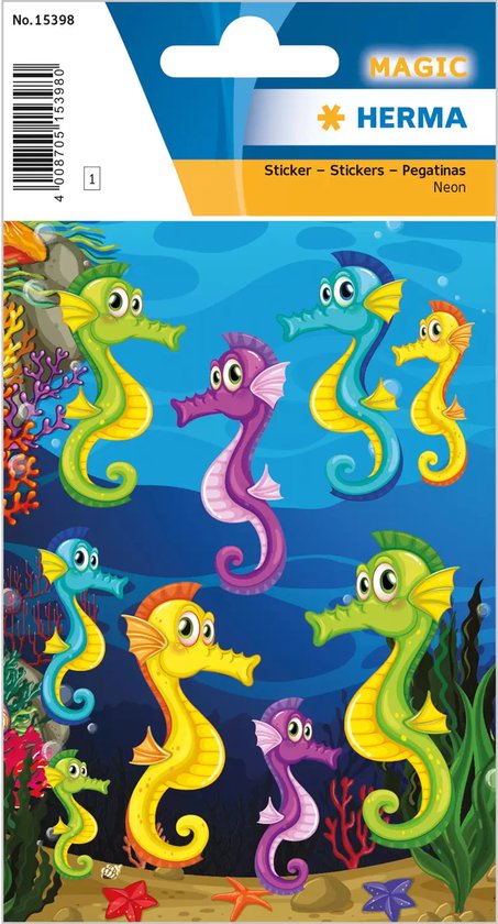 HERMA Sticker MAGIC Seepferdchen Neon