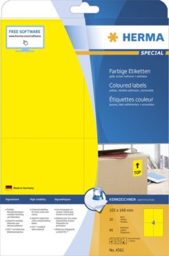 HERMA Etiketten A4 geel 105x148mm Papier mat ablösbar 80St.