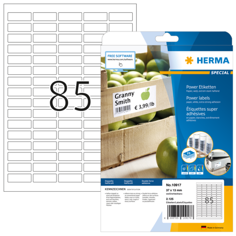 HERMA Etiketten A4 weiß 37 x 13 mm extrem haftend 2125 St.