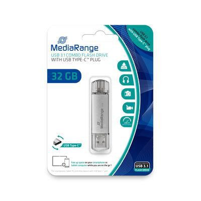 MediaRange USB-Stick 32 GB USB 3.1 combo met USB Type-C