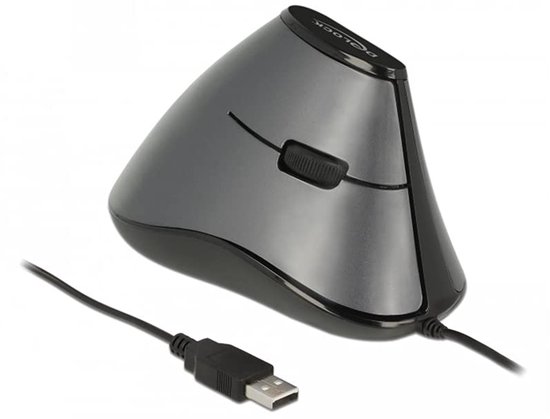 DELOCK ergonom. muis vertikal optisch 5-toetsen + 1.8m Kabel
