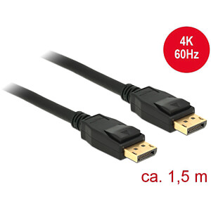 DELOCK Kabel DP 1.2 -> DP St/St 1.5m zwart 4K 60Hz
